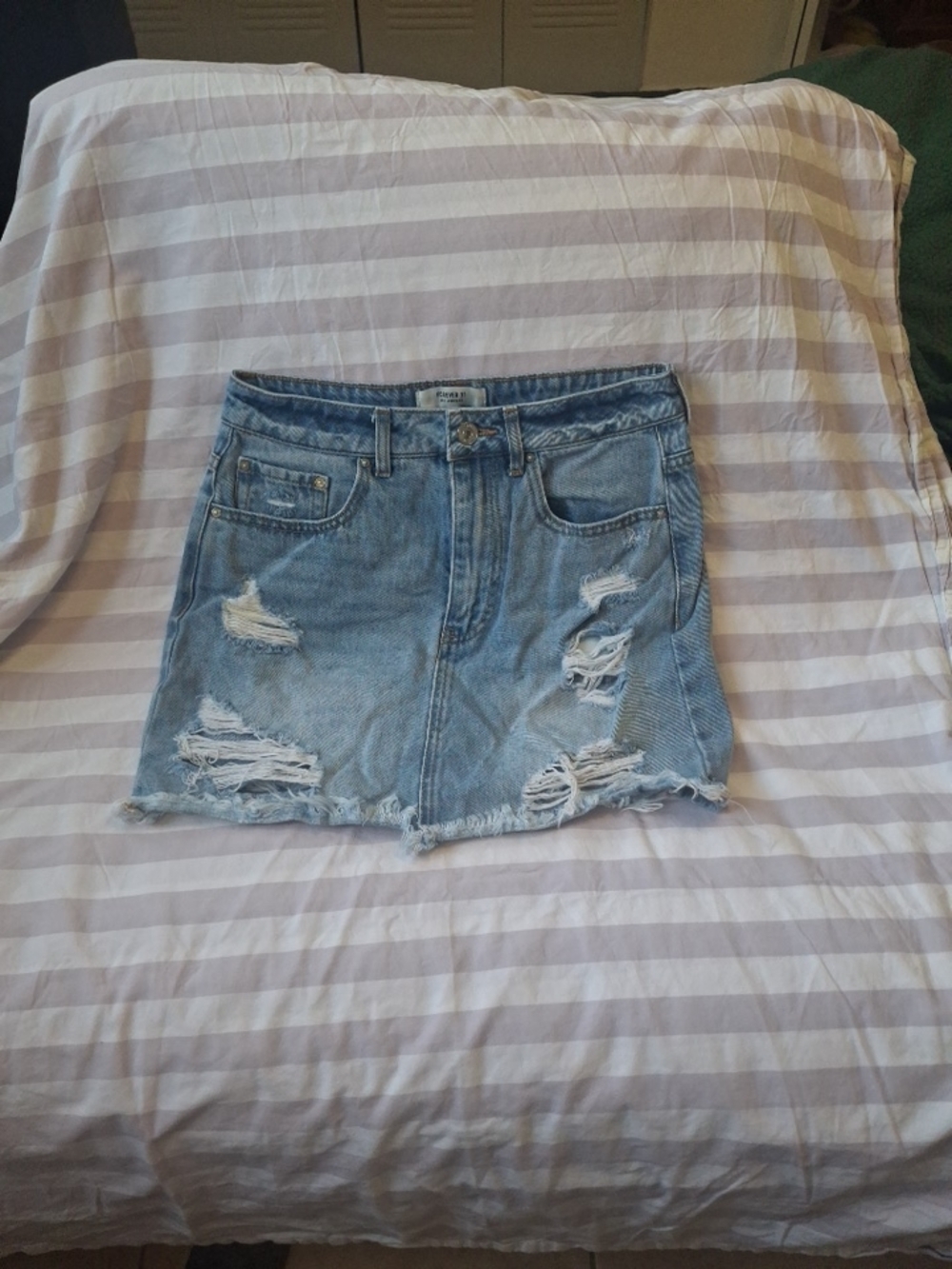 Forever 21 Light Blue Ripped Denim Mini Skirt